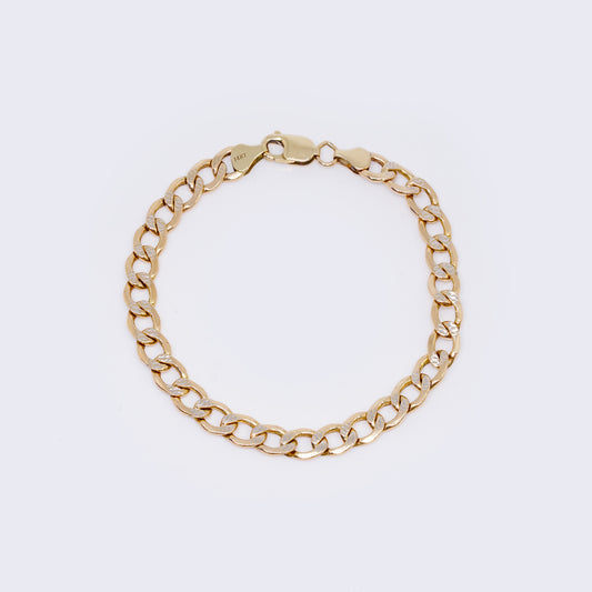 14K Cuban Curb Link Bracelet 7.5" 7mm