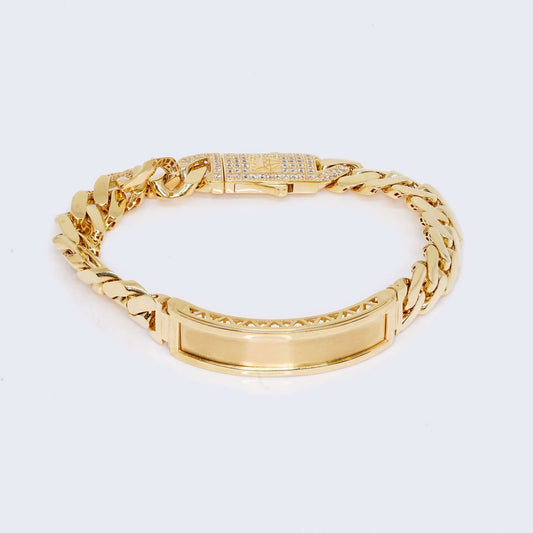 14K Gold Monaco Style Bracelet with Name Plate