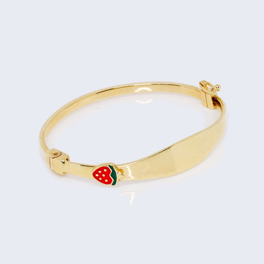 14K Gold Strawberry Baby Bangle Bracelet
