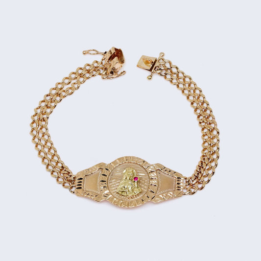 14K Gold Solid Double Cuban Chain Santa Barbara Bracelet