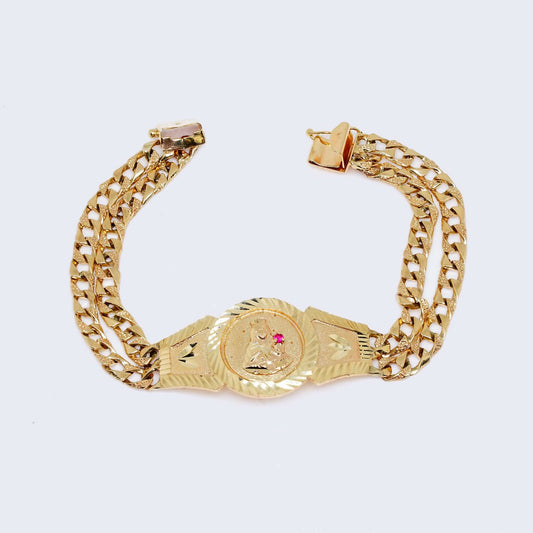 14K Solid Double Square Cuban Link Santa Barbara Bracelet