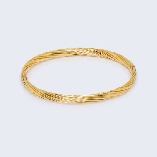 14K Gold Twist Hinged Bangle Bracelet