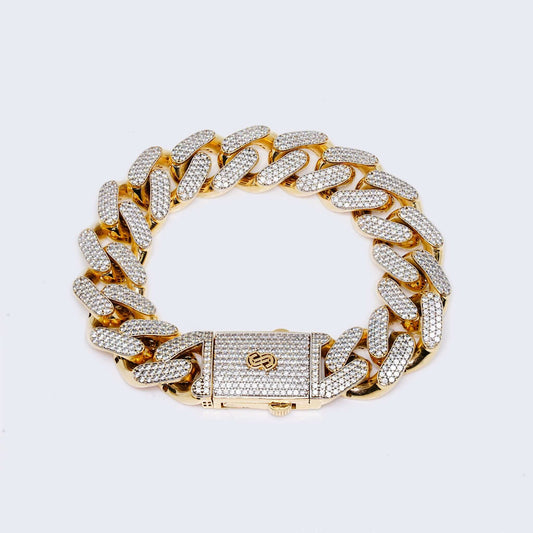 14K Two tones Gold White Monaco Bracelet with Zirconia Stones