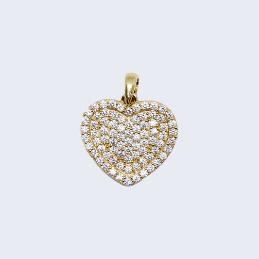 14K WHITE Cubic Zirconia HEART CHARM