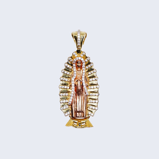 14K VIRGEN MARY 3 TONE COLOR WITH Cubic Zirconia