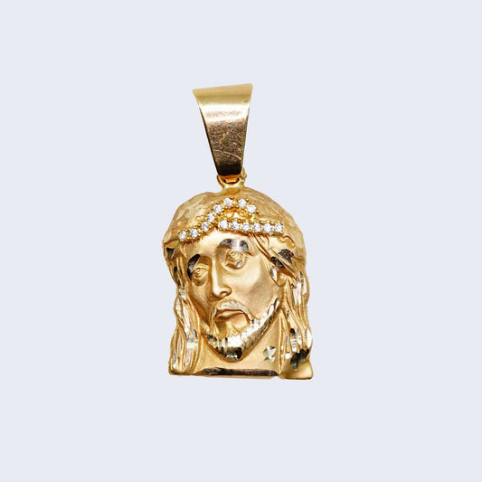 14K JESUS HEAD WITH Cubic Zirconia