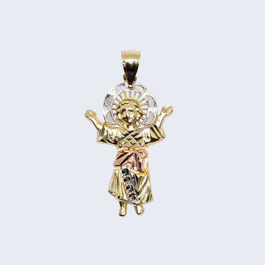 14K GOLD NINO DIVINO 3 TONE Cubic Zirconia PENDANT CHARM