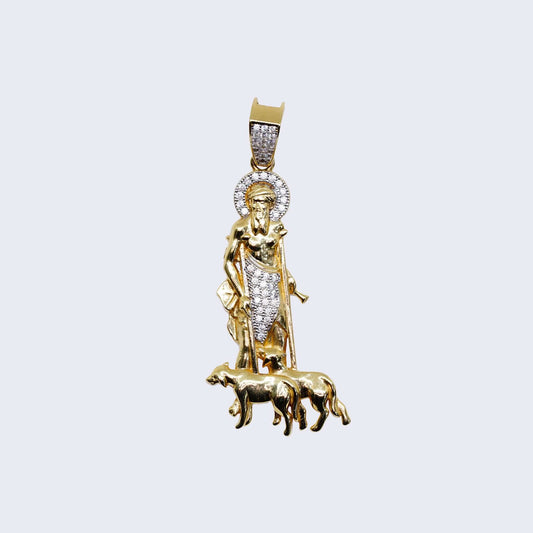 14K SAINT LAZARUS WITH WHITE Cubic Zirconia CHARM