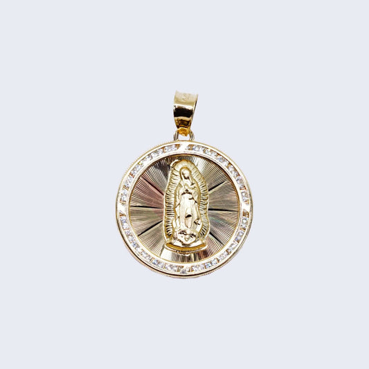 14K ROUND CHARM WITH VIRGEN MARY INSIDE