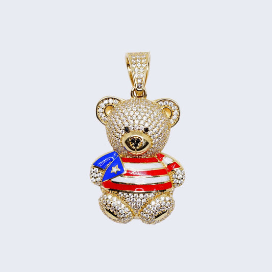 14K GOLD 3D RD TEDDY BEAR PENDANT CHARM