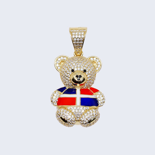 14K GOLD 3D PUERTO RICO TEDY BEAR PENDANT CHARM