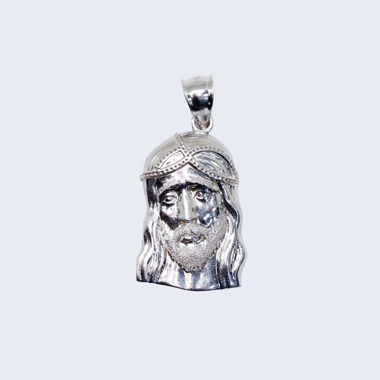 14K GOLD WHITE GOLD JESUS HEAD PENDANT CHARM