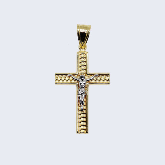 14K CROSS WITH JESUS YELLOW & GOLD