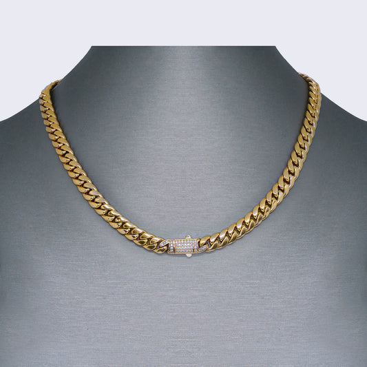 14K Monaco with Cubic Zirconia Link Chocker 16" 8mm