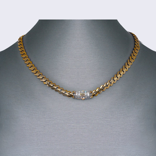 14K Monaco with Cubic Zirconia Link Chocker 16" 7mm