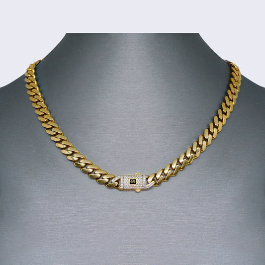 14K Monaco with Cubic Zirconia Link Chocker 18" 9mm