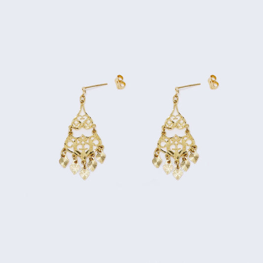 14K Yellow Gold Magnificent Beaded Drop Dangle Earrings