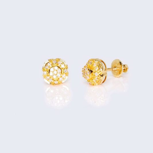 10K Yellow Gold Round Cushion Diamond Studs Earrings