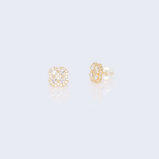 14k Gold Round and Oval Cubic Zirconia Zirconia Earrings