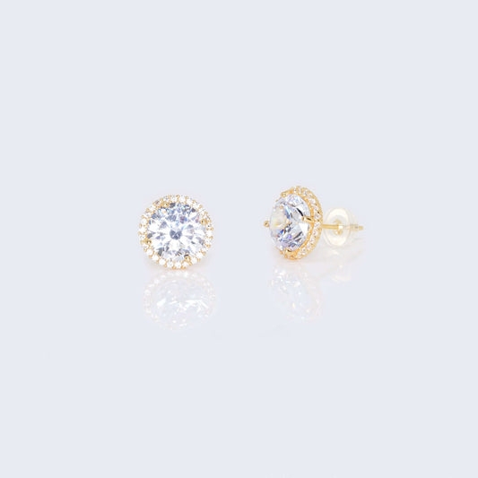 14K Gold Round Cubic Zirconia Zirconia Earrings