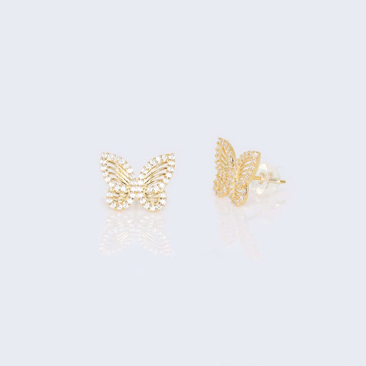 14K Gold Butterfly Cubic Zirconia Zirconia Earrings