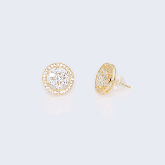 14K Gold Round Cubic Zirconia Zirconia Earrings