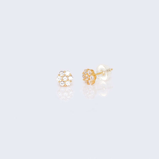 14K Gold Flower Cubic Zirconia Zirconia Earrings