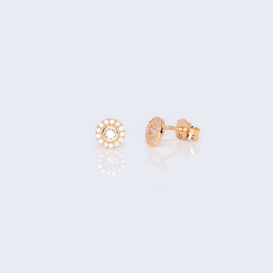 14K Gold Round Cubic Zirconia Zirconia Earrings