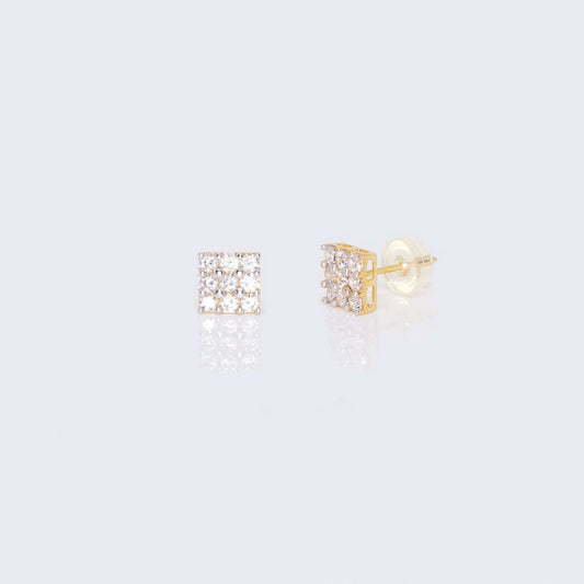 14K Gold Square Cubic Zirconia Zirconia Earrings