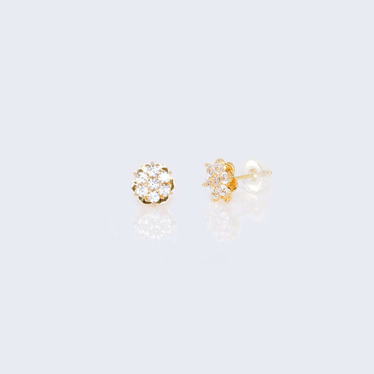 14K Gold Flower Cubic Zirconia Zirconia Earrings