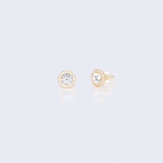 14K Gold Round Cubic Zirconia Zirconia Earrings