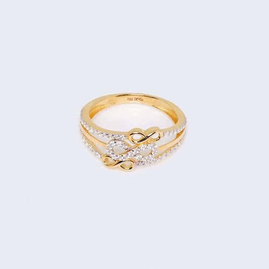 14K Gold Infinities Ring with Cubic Zirconia Stones