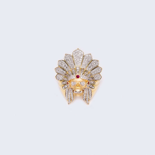 14K Gold Indian Design Ring with 2.21 CT Diamond Stones