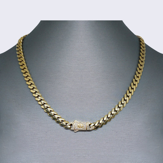 14K Cubic Zirconia Iced Out Flooded Cuban Chain Set
