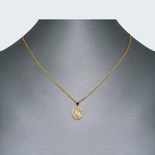 14K Gold Round Divine Child Necklace Set