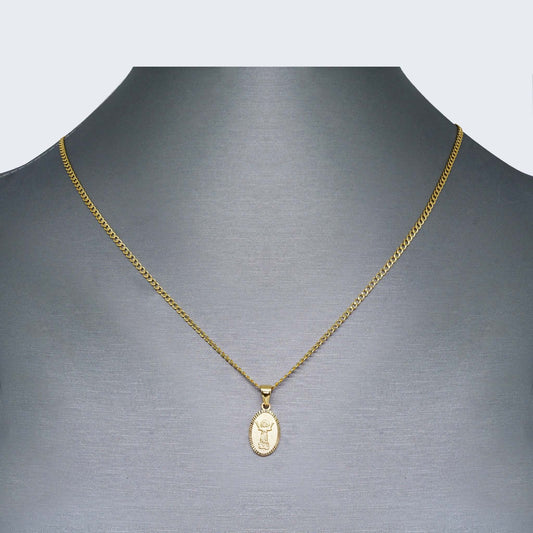 14K Gold Round Divine Child Necklace Set