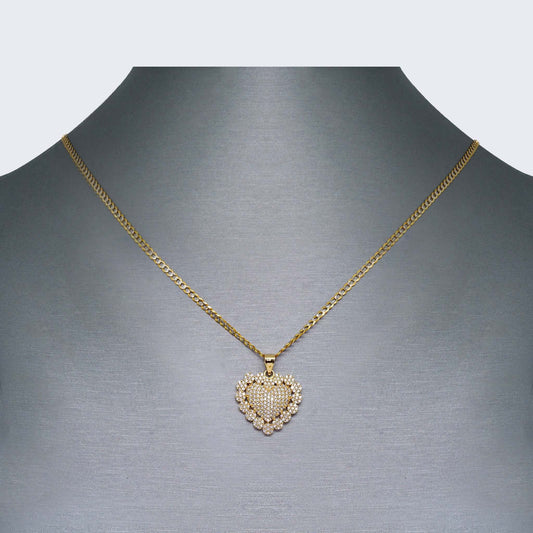 14K Gold Heart Vintage Necklace Set