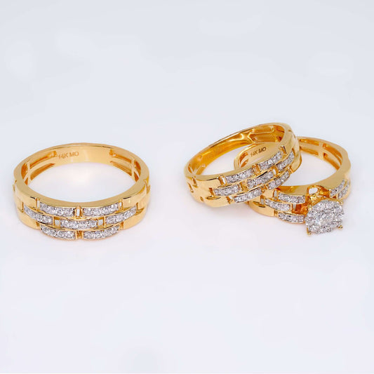 14K Yellow Gold Classic Design Engagement Rings with 0.72 CT Diamond Stones