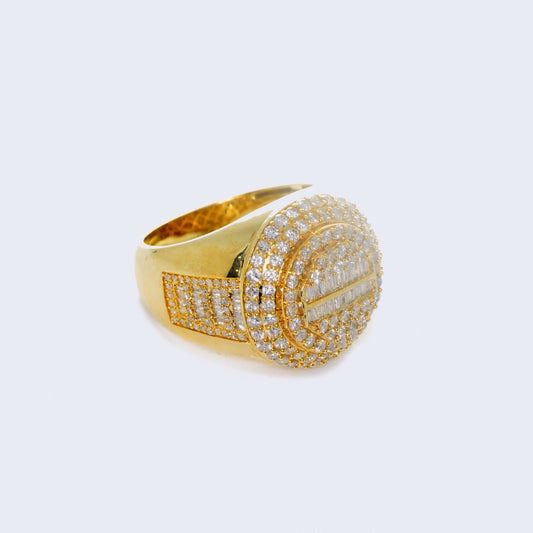 14K Gold Round and Baguette Ring with Diamonds 2.71ct