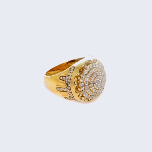 14K Yellow Men Diamond Ring with Round Diamonds