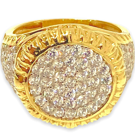 14K Gold Round Cubic Zirconia Cluster Ring with Zirconia Stones