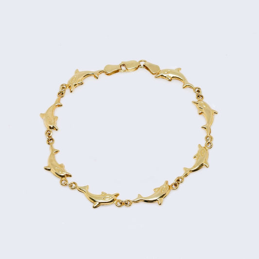 14K Yellow Gold Dolphin Bracelet